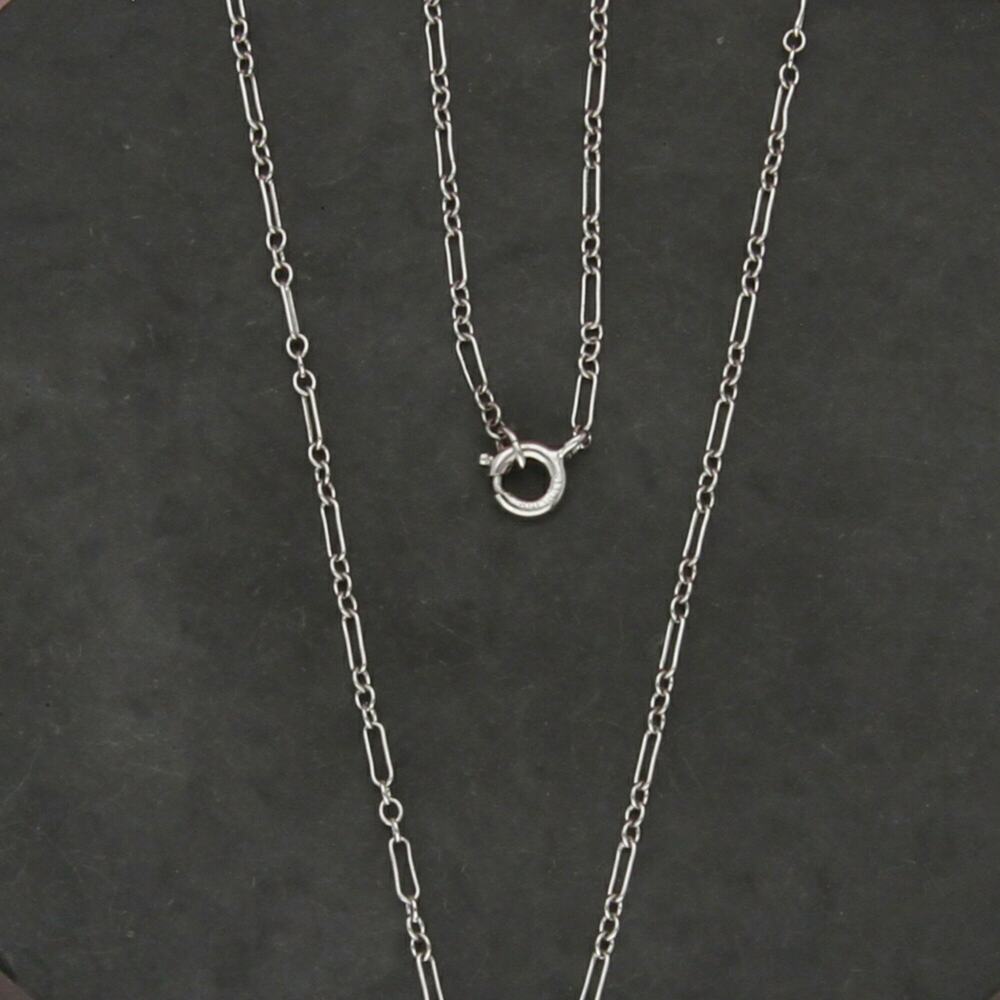 sterling silver art deco style delicate dot & dash chain necklace size 17.75in - Picture 3 of 3